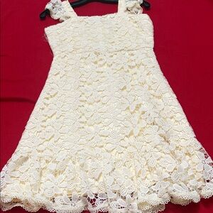 Rare Editions Ivory Floral Lace Dress